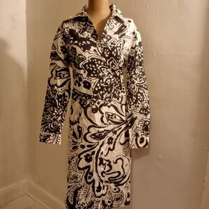 Chico's Black and White Long Sleeve Dress